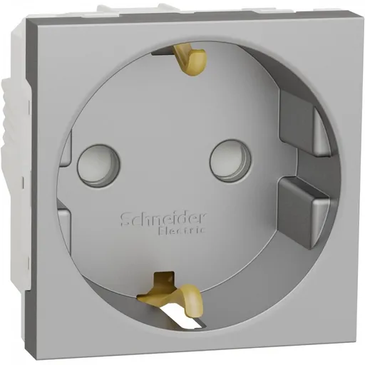 Priza 2P+E 16A cu obturatoare Schneider Noua Unica NU303730, aluminiu