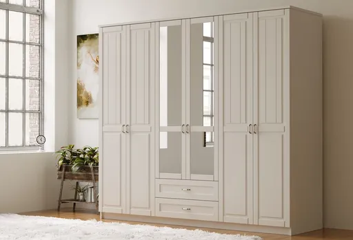 Dulap pentru haine, Hanah Home, Rb-122-01, 210x210x52 cm, Alb mat