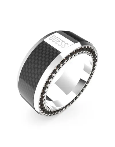 Guess Inel la modă cu cristale negre Racer Tag JUMR04041JWSTBK 66 mm