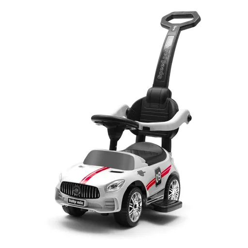 Mașinuță Baby Mix pentru copii cu sunet și barăde ghidare Racer, alb, alb