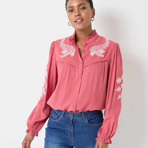 Bluză cu volane și broderie