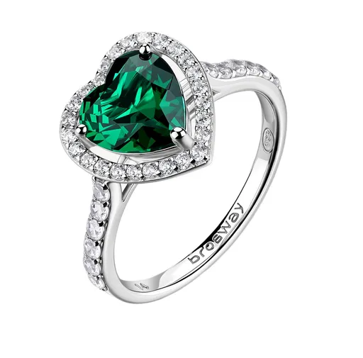 Brosway Inel din argint cu inimioară și zirconii cubice Fancy Life Green FLG147 60 mm