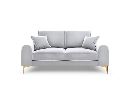 Canapea, Madara, Mazzini Sofas, 2 locuri, gold legs, 172x102x90 cm, catifea, argintiu