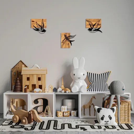 Decoratiune de perete, Free Birds, No 1: 25 x 3 x 23 cm, Nuc negru