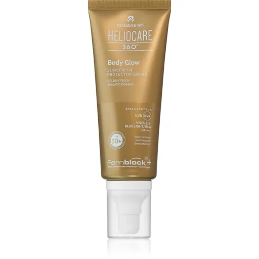 Heliocare 360° Body Glow gel cu sclipici pentru corp plaja SPF 50+ 100 ml