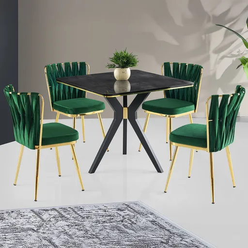 Masă de sufragerie Kare Ikon Black Gold, negru