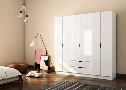 Dulap pentru haine, Hanah Home, Rb-157, 180x180x45 cm, Alb mat