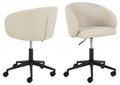 Scaun de birou Eleanor, Actona, 56x57x83 cm, rotativ, tesatura structurata/otel, bej