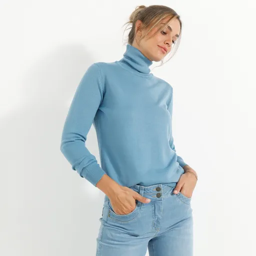 Pulover cu guler înalt, cașmir la atingere