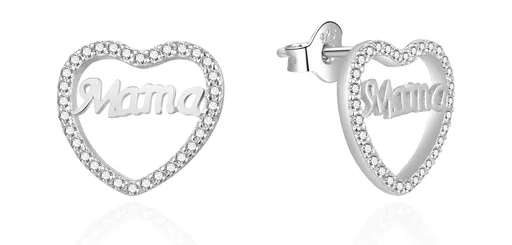 Agato Cercei in formă de inimă cu zircon Mama AGT-E039PW