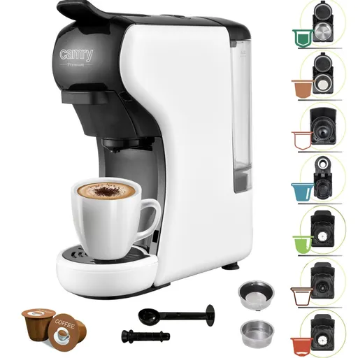 Espressor cafea macinata si capsule 9 in 1 Camry CR 4414, 3000W, 19 bar, Negru/Alb