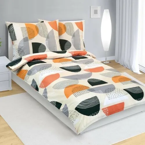 Bellatex Lenjerie de pat din bumbac Semicercportocaliu, gri, 140 x 200, 70 x 90 cm