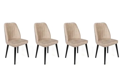 Set scaune 4 piese, Hanah Home, Alfa-434 V4, Crem/Negru