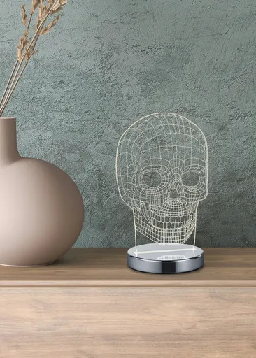 Lampa de masa Skull, RL, 14.5x12x21.5 cm, 7W, 1x SMD, metal, argintiu