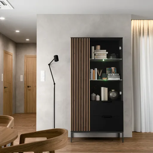 Dulap multifunctional ELTAP, Meorati, 100x60x200 cm, PAL/ABS, negru/maro