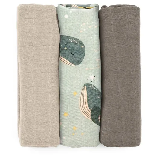 Petite&Mars Moussy scutece textile Whale Song 68 x 68 cm 3 buc