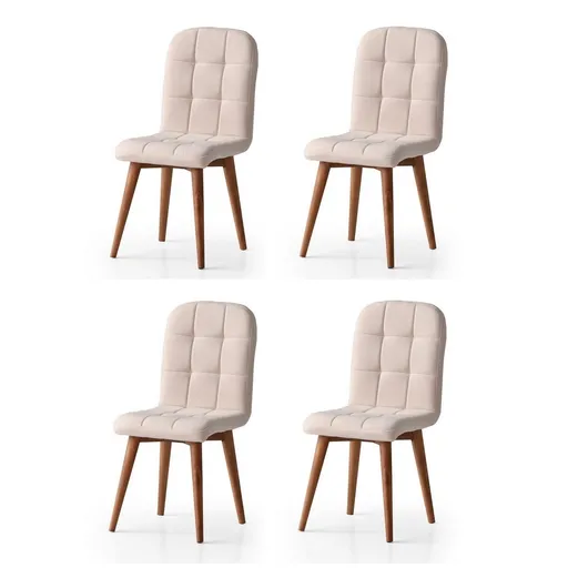 Set de scaune de sufragerie Retro Cream andWalnut, 4 buc., crem deschis