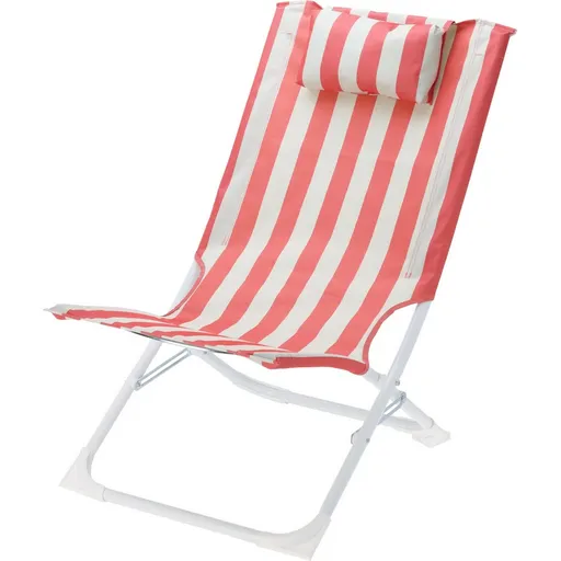 Scaun de plajă pliabil cu dungi, roșu, roșu