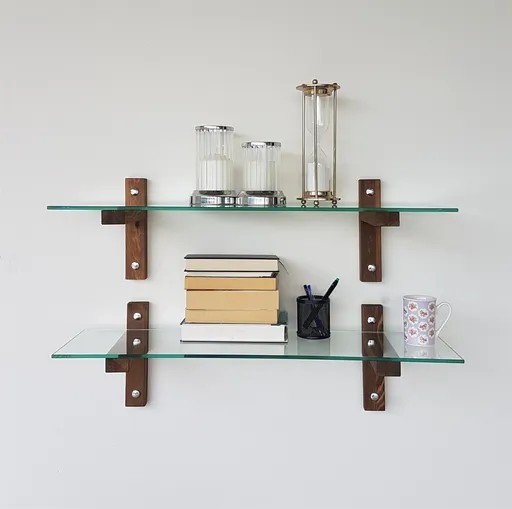 Set 2 rafturi de perete R200, Neostill, 85 x 25 x 25 cm, walnut