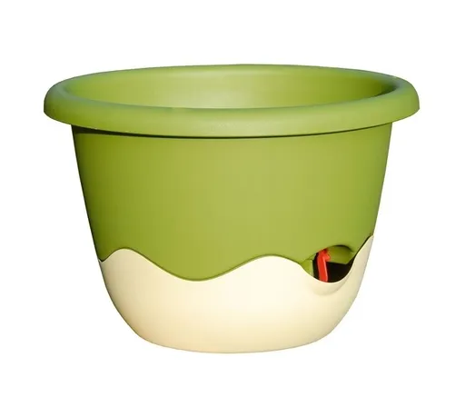 Plastia Ghiveci flori cu auto-udare Mareta verde + bej, diam. 30 cm, verde, diam. 30 cm