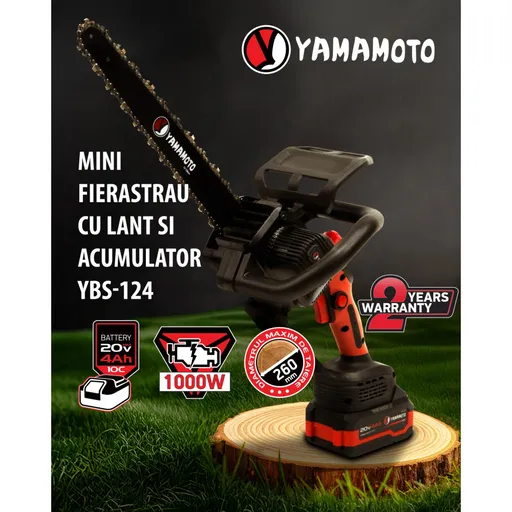 Mini Drujba 12" pe Acumulator cu 1 Acumulator 20V/ 4Ah si Incarcator Yamamoto YBS-124, 6200 rot/min, Brushless