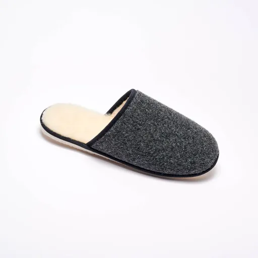 Papuci de casă uni cu căptușeală de lână și talpă liniștită