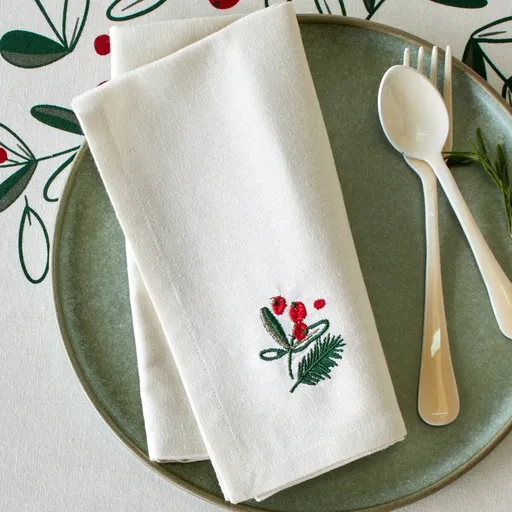 Set de 3 șervețele din material textil cu imprimeu cu flori de ilex