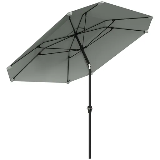 Outsunny Umbrelă de soare de 2,3 m fără bază, Umbrelă de terasă ajustabilă cu manivelă, Poliester, Aluminiu, Fibră de sticlă, Gri închis | Aosom Roman
