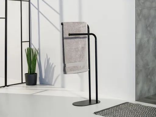 Suport pentru prosoape Levante, Wenko, 30x17x79 cm, otel, negru