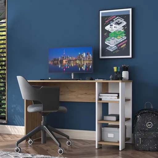 Birou, Hanah Home, HA108, 120x73.8x45 cm, Nuc/Alb