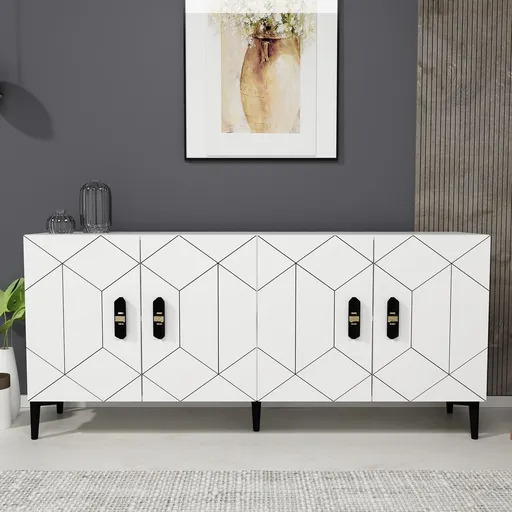 Consola, Hanah Home, Cross KB150, 150x75x35 cm, Alb