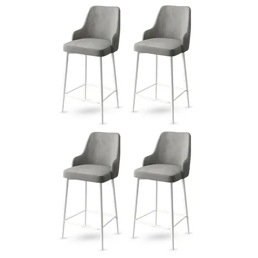 Set de scaune de bar Enox Grey and White, 4 buc., gri, 4 buc