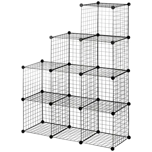 HOMCOM Bibliotecă Spațiu Redus, 9 Cuburi, Oțel/PP, 35x35x35cm, Negru, pentru Jucării/Haine | Aosom Romania