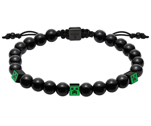 Fossil Brățară neagră din mărgele Minecraft x Fossil JFC04861001