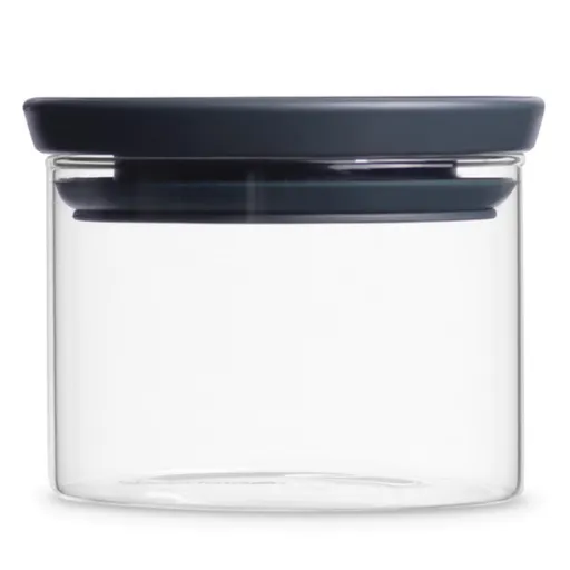 Borcan din sticla Brabantia Stackable 646876, 0.3 L, Inchidere ermetica, Transparent/gri inchis
