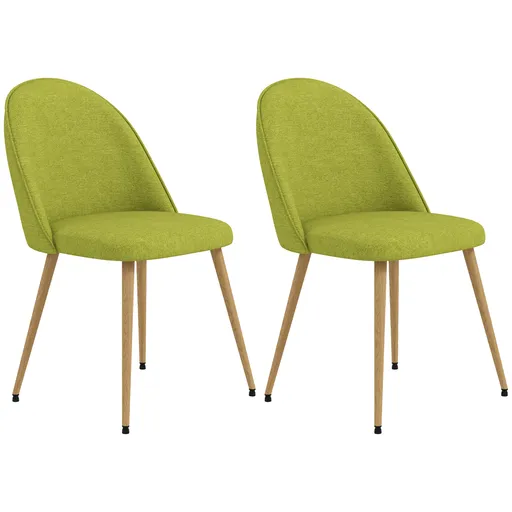 HOMCOM Set de 2 Scaune de Comedor Scaune de Bucătărie Căptușite cu Material din Lino cu Picioare din Oțel Suport 120 kg 50x52x83 cm Verde | Aosom Roma