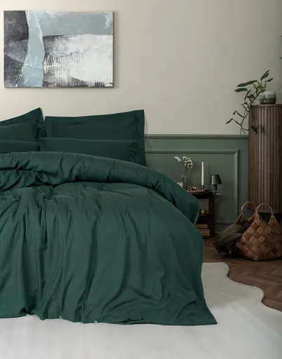 Lenjerie de pat dubla, L'essentiel Maison, Craft, Verde petrol