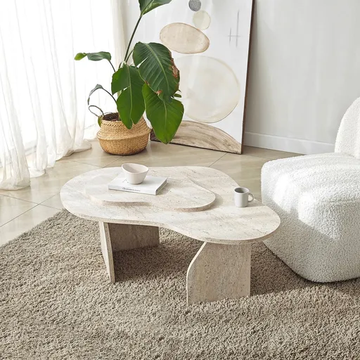 Masuta de cafea, Hanah Home, Melted, 105x35x65 cm, Travertin