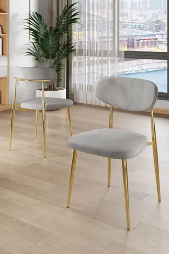 Set scaune 6 piese, Hanah Home, Vina, Gri / Auriu