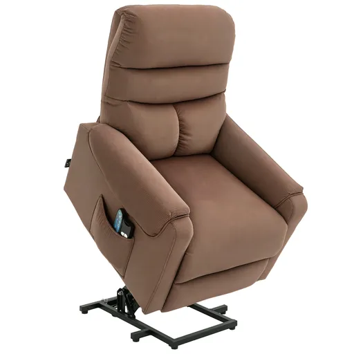 HOMCOM Fotoliu electric cu sistem de ridicare, fotoliu de masaj cu funcție de culcare și funcție de încălzire, fotoliu de relaxare cu telecomandă și b