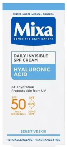Mixa Cremă de zi hidratantă pentru față SPF 50 (Daily Invisible SPF Cream) 50 ml