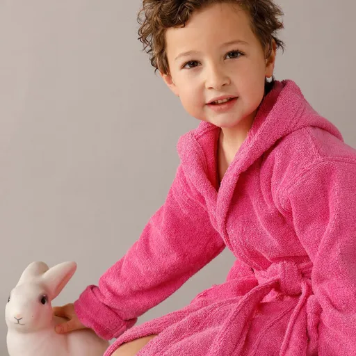 Halat de baie pentru copii cu glugă din țesătură terry de la Colombine