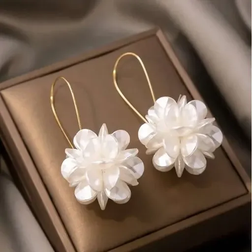 Cercei Floare Alba - 27610712