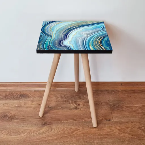 Masuta, Hanah Home, Shp89, 35x42x35 cm, Bleumarin / Albastru / Alb / Auriu