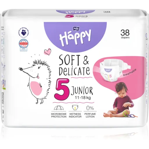 BELLA Baby Happy Soft&Delicate Size 5 Junior scutece de unică folosință 11-18 kg 38 buc
