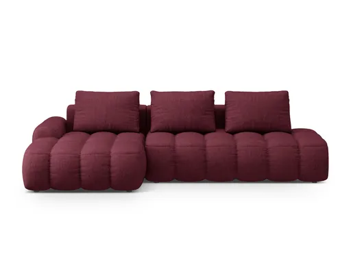 Coltar extensibil stanga 3 locuri, Linz, Cosmopolitan Design, 275x142x84 cm, cotiera dreapta, tesatura structurata, bordo