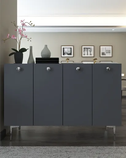 Consola, Hanah Home, Betty, 120x80x29.6 cm, PAL , Antracit / Argintiu