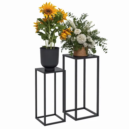 Outsunny Set de 2 Suporturi din Metal pentru Plante, Raft de Expunere a Florilor Stivuibil pentru Utilizare in Interior sau in Aer Liber | Aosom RO