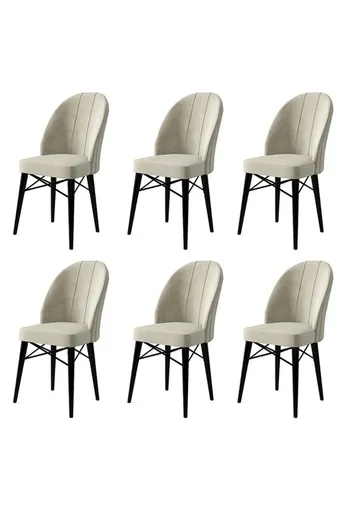 Set scaune 6 piese, Hanah Home, Ritim, Crem/Negru