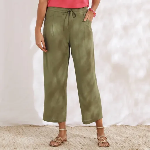 Pantaloni 7/8 din amestec vâscoză/lin